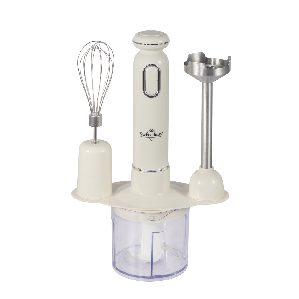 Swiss Haus - Elektrisk stavblendersæt 600W / Chopper 500ml - Rustfrit stål - Creme