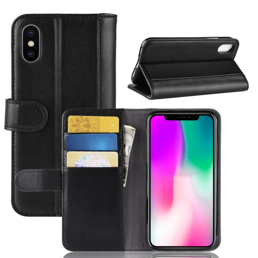 iPhone XR - Ægte læder cover / taske - Sort