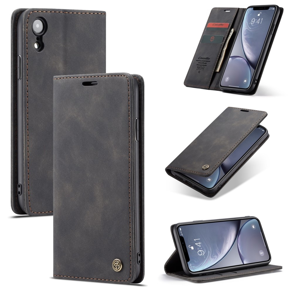 iPhone XR - CASEME Retro Flip læder cover - Sort