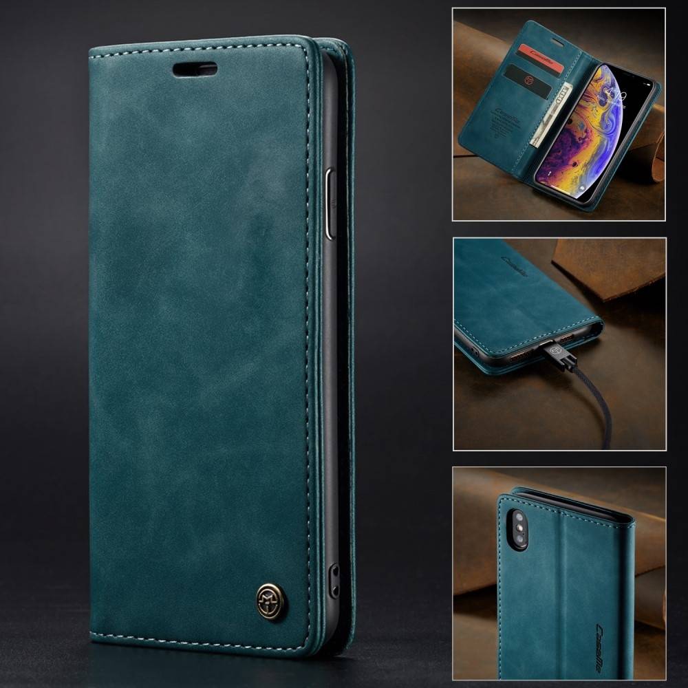 iphone XS Max - CASEME læder cover / pung - Blå