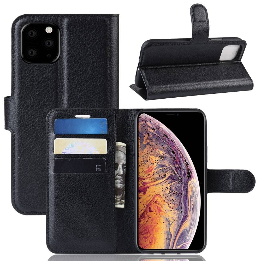 iPhone 11 Pro Max - Læder cover / pung - Sort