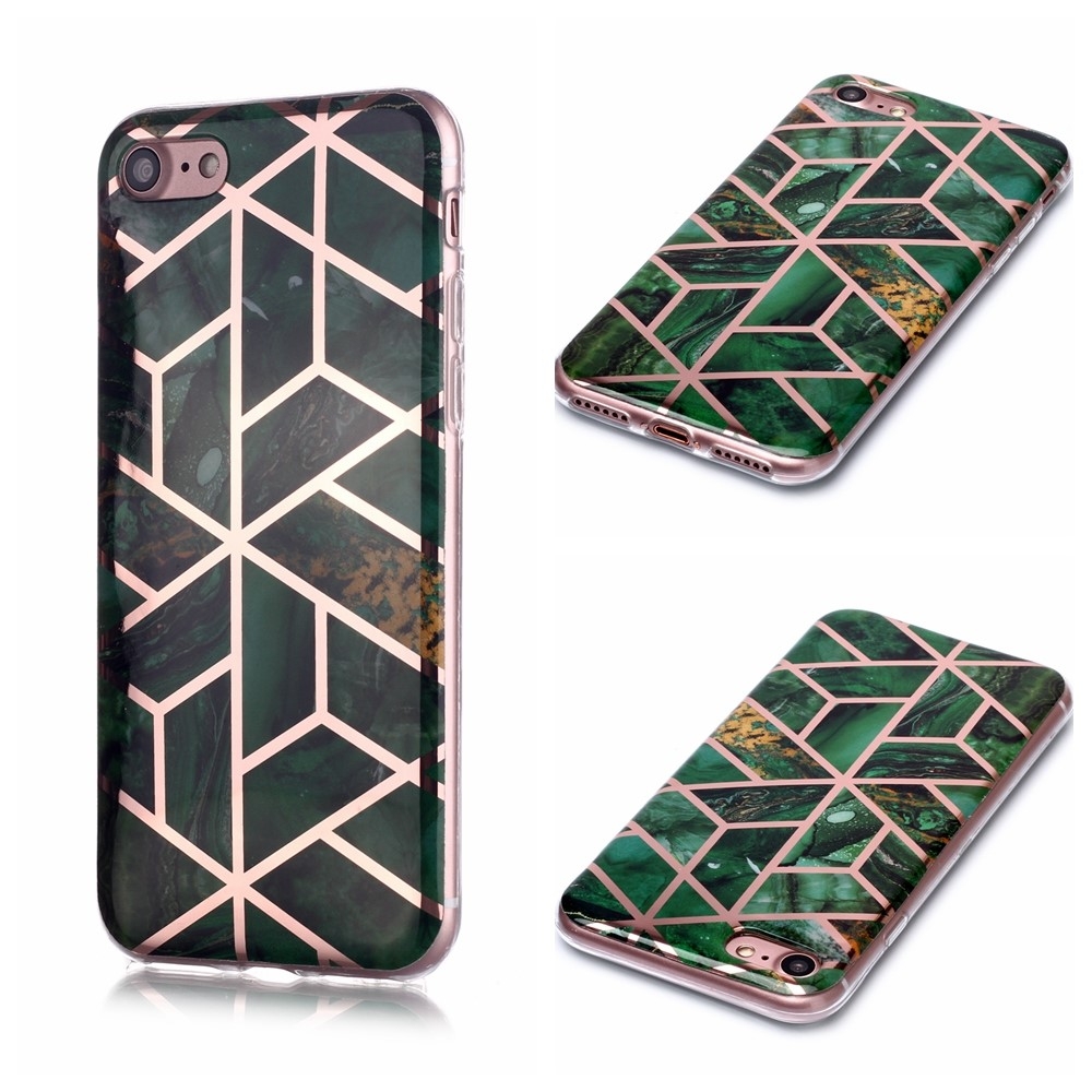 iPhone SE 3 5G (2022) / SE 2020 / iPhone 8/7 - Gummi cover - Selvlysende effekt - Marmor Design - Grøn