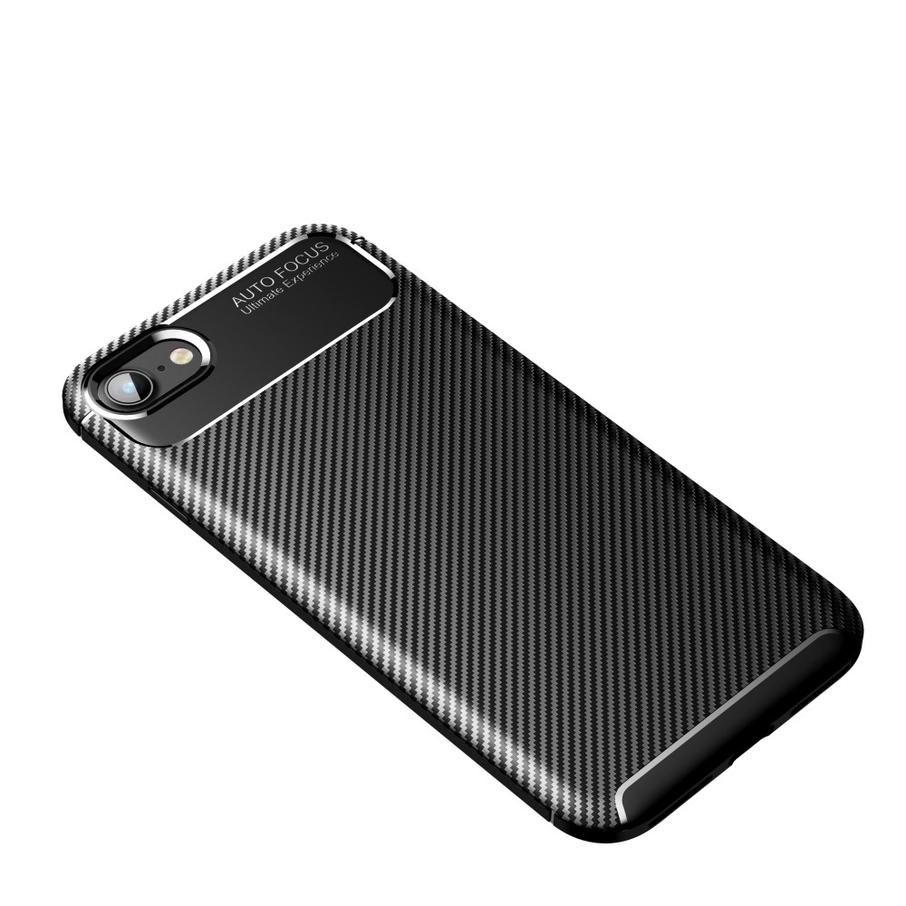 iPhone SE 3 5G (2022) / SE 2020 / iPhone 8/7 - Gummi cover i Børstet Design - Sort