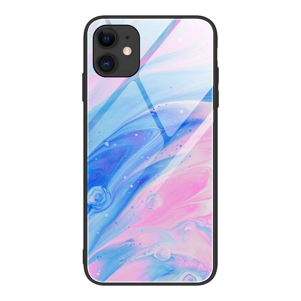 iPhone 12 Pro / iPhone 12 - Hybrid cover med bagside af hærdet glas - Marmor Design - Bobler