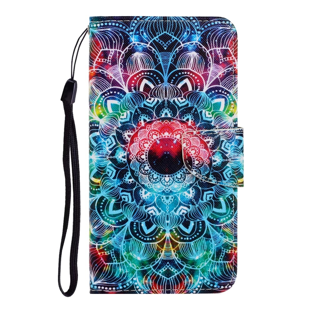 iPhone 12 / 12 Pro - Læder cover / pung med printet Design - Mandala Blomst