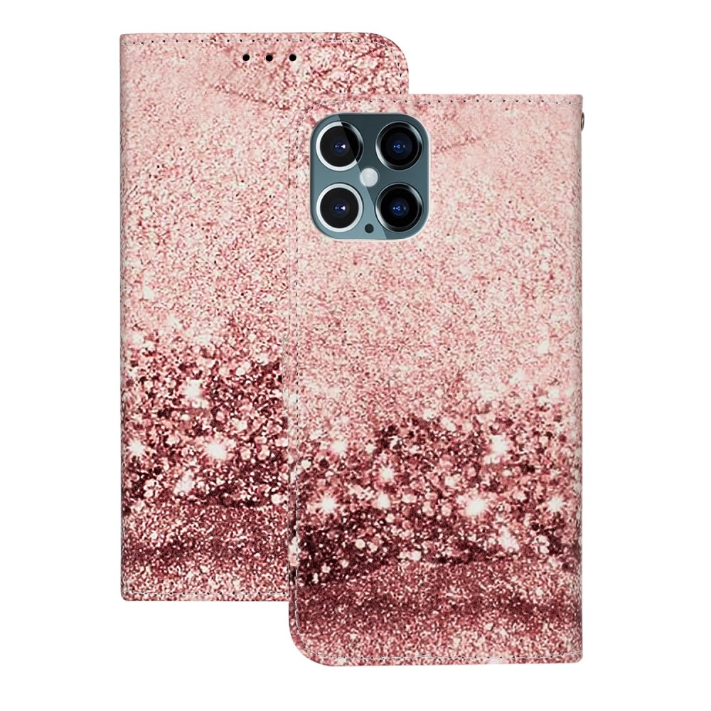 iPhone 12 / 12 Pro - Læder cover / pung - mønstret Design - Glitter
