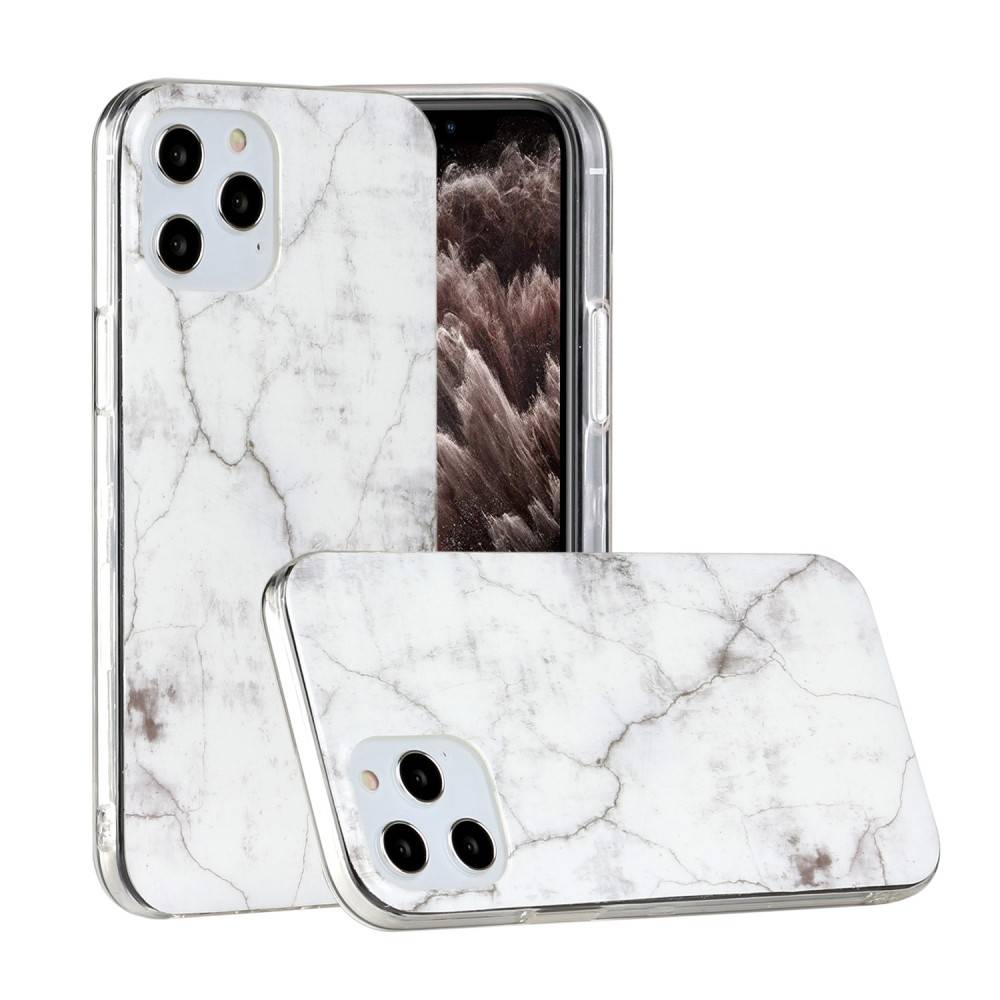 iPhone 12 / 12 Pro - Gummi cover i Marmor Design - Hvid