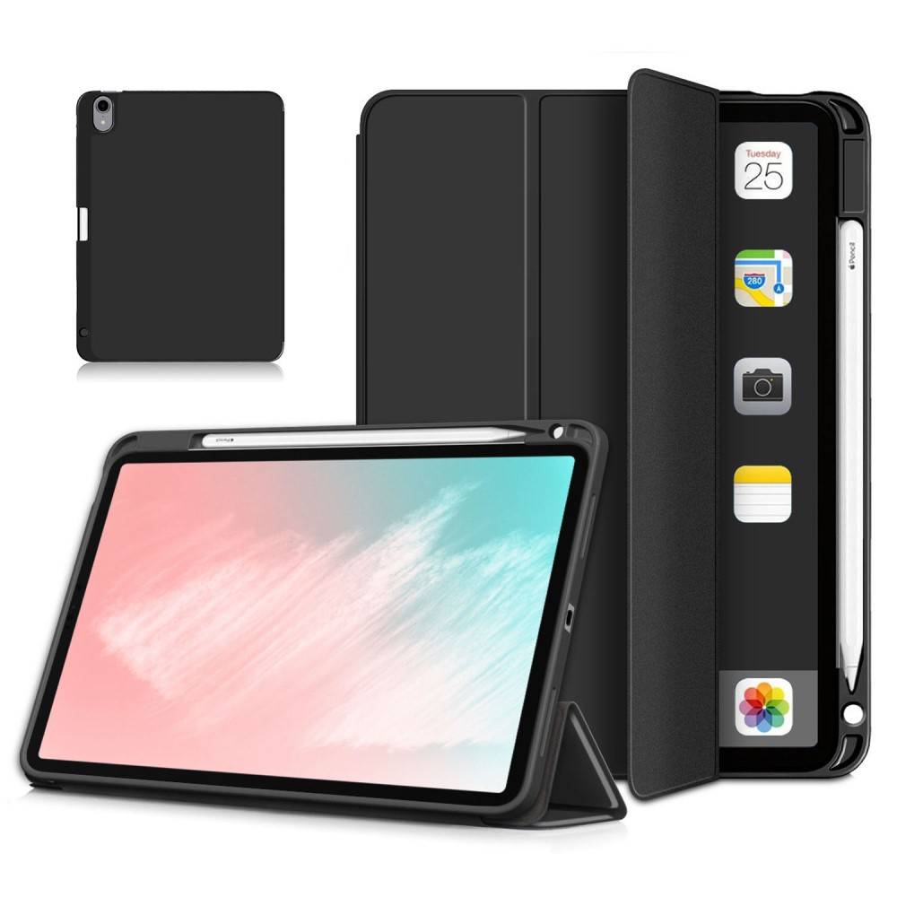 iPad Air 11 (2024/2025/2026) / iPad Air 10.9 (2022/2020) - Tri-Fold læder cover - Wake up/sleep funktion - Sort