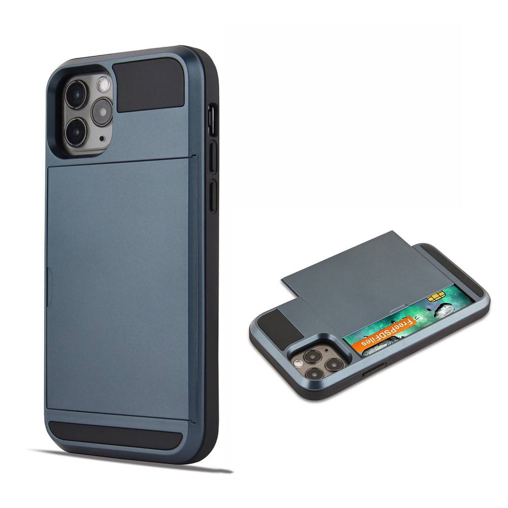 iPhone 12 / 12 Pro - Armor Hybrid cover med Kortholder - Mørkeblå