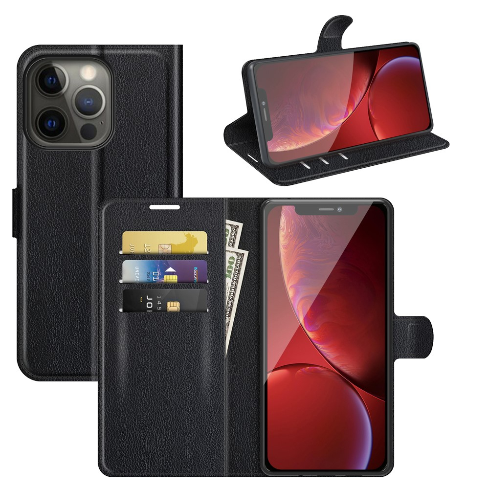 iPhone 13 Pro - Læder cover / pung - Sort