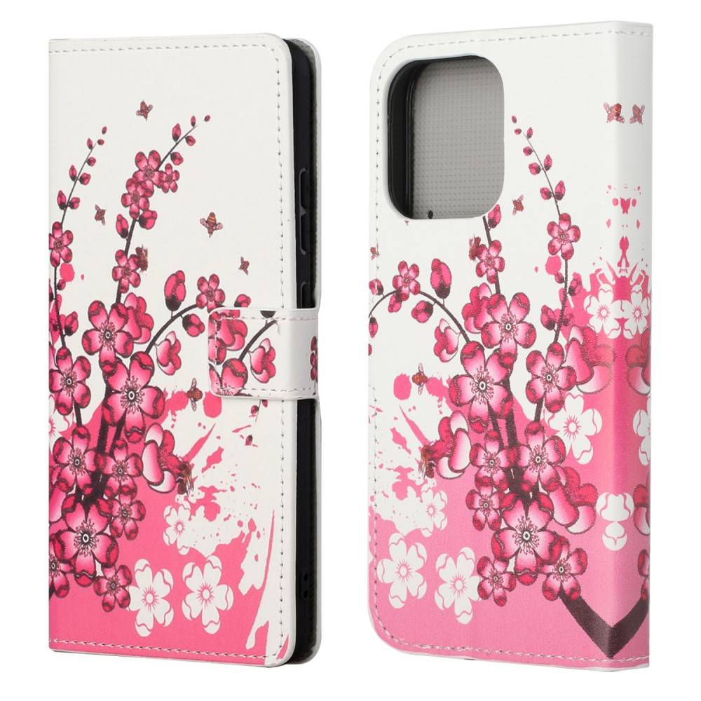 iPhone 13 Pro - Læder cover / pung - Printet design - Fersken