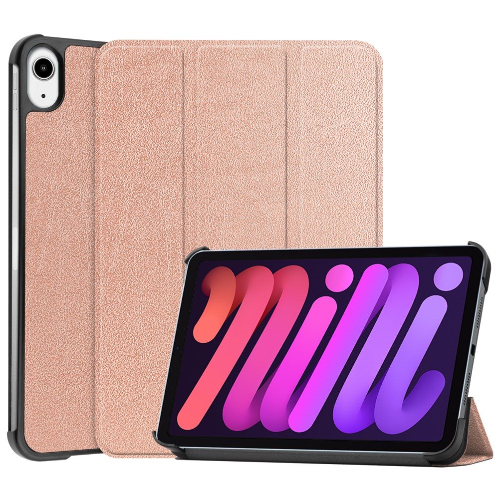 iPad mini (2024 / 2021) - Tri-Fold læder cover - Wake up/sleep funktion - Rosa guld