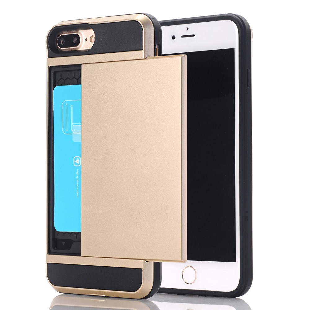 iPhone 8 Plus / 7 Plus - Armor Hybrid cover med Kortholder - Guld