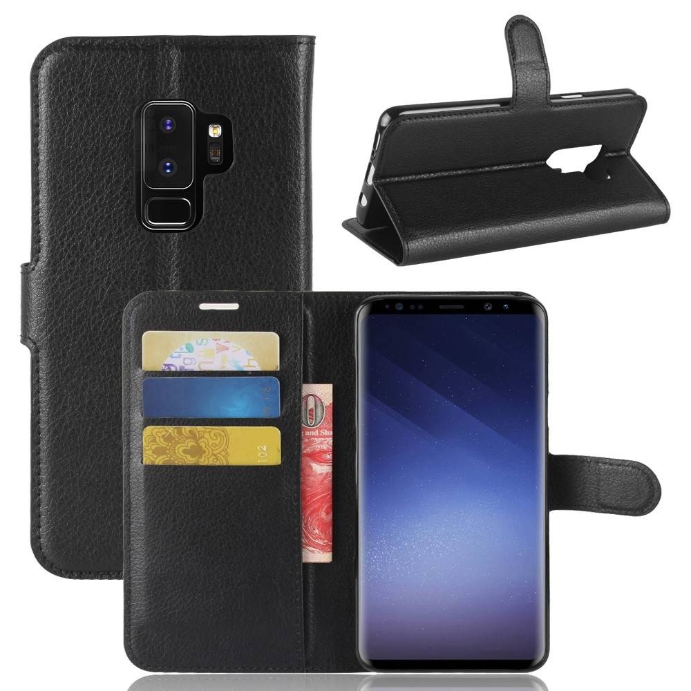 Samsung Galaxy S9 Plus - Læder cover / pung - Sort