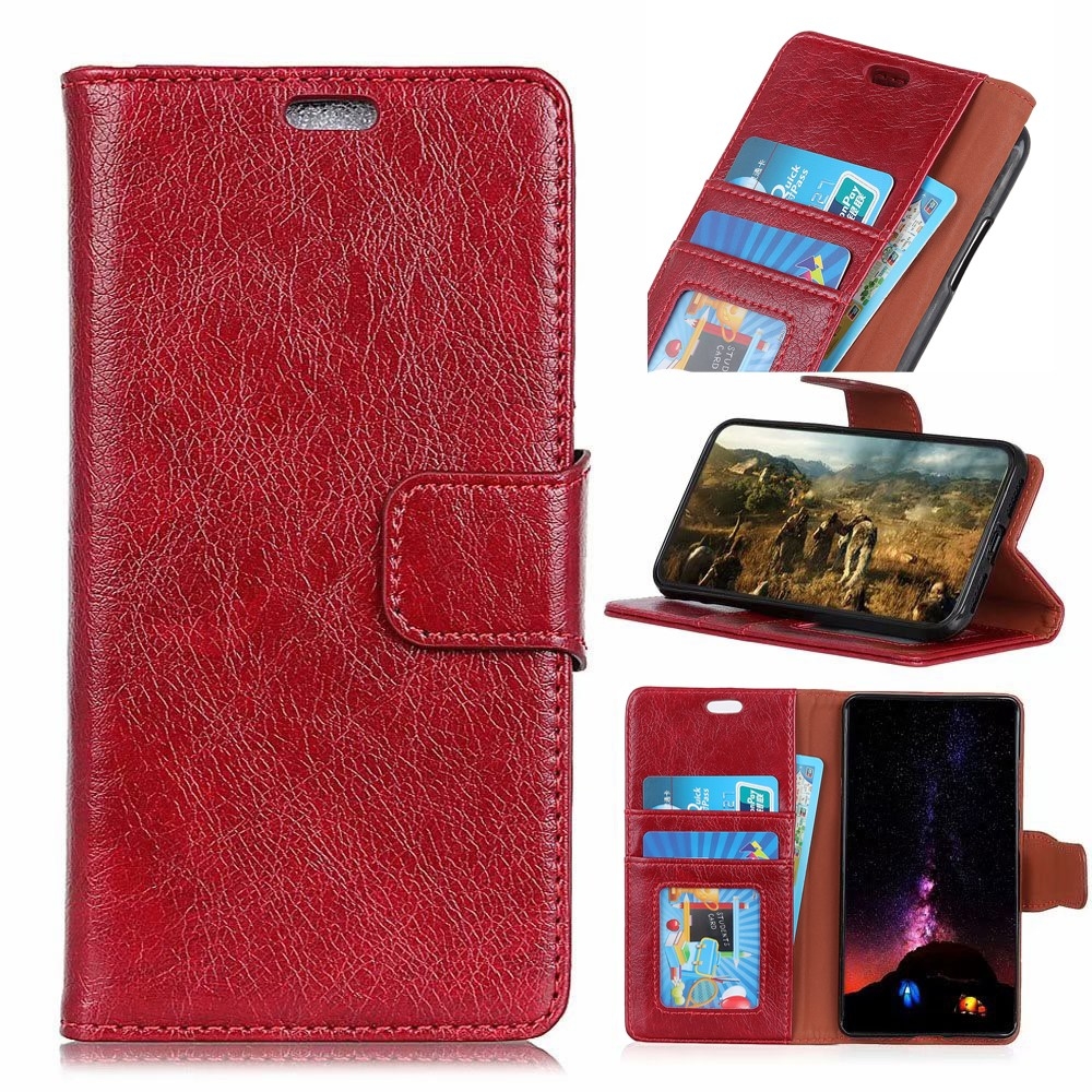 Samsung Galaxy S10E - Ægte læder cover / pung - Rød