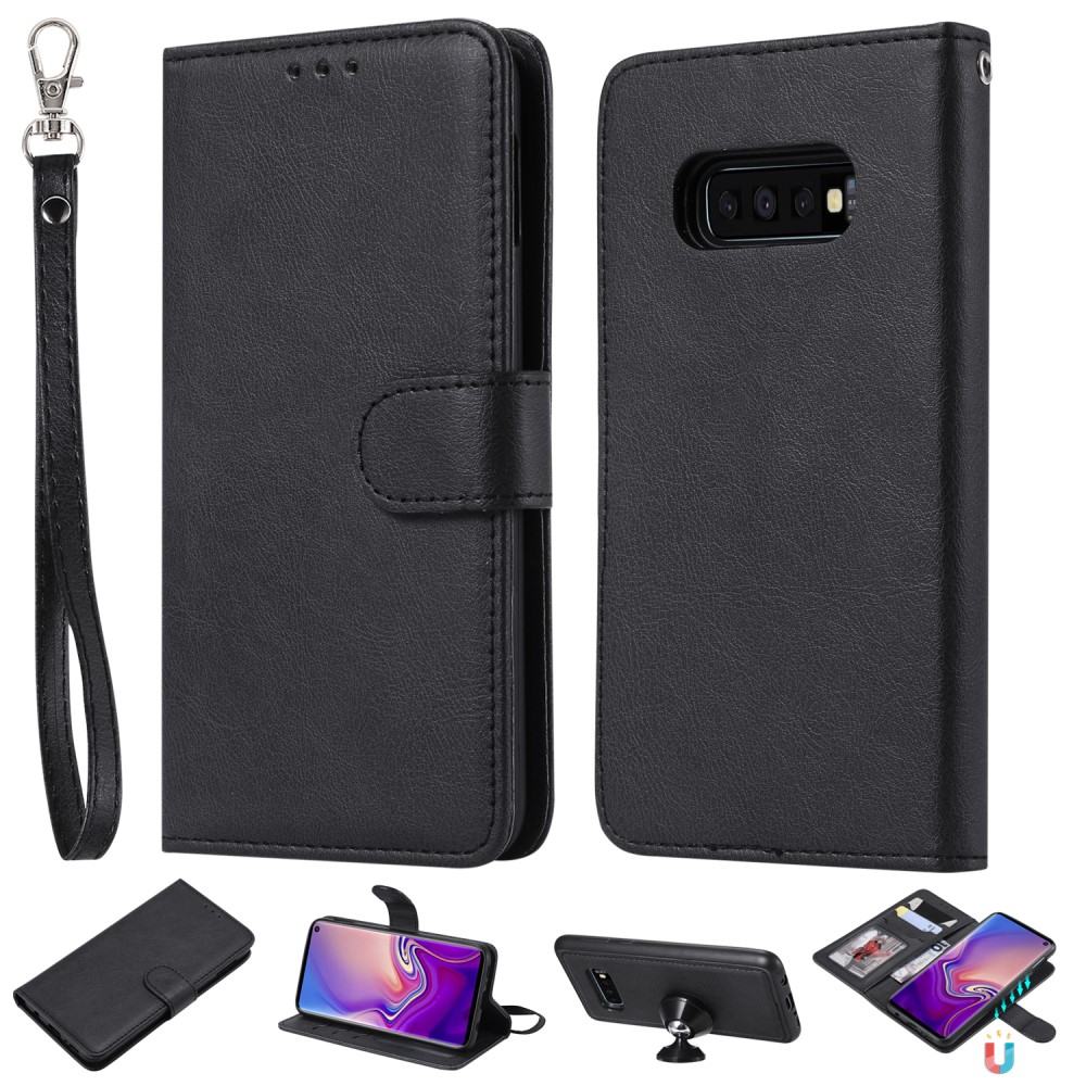 Samsung Galaxy S10e - Magnetisk læder cover / pung - aftagelig holder - Sort