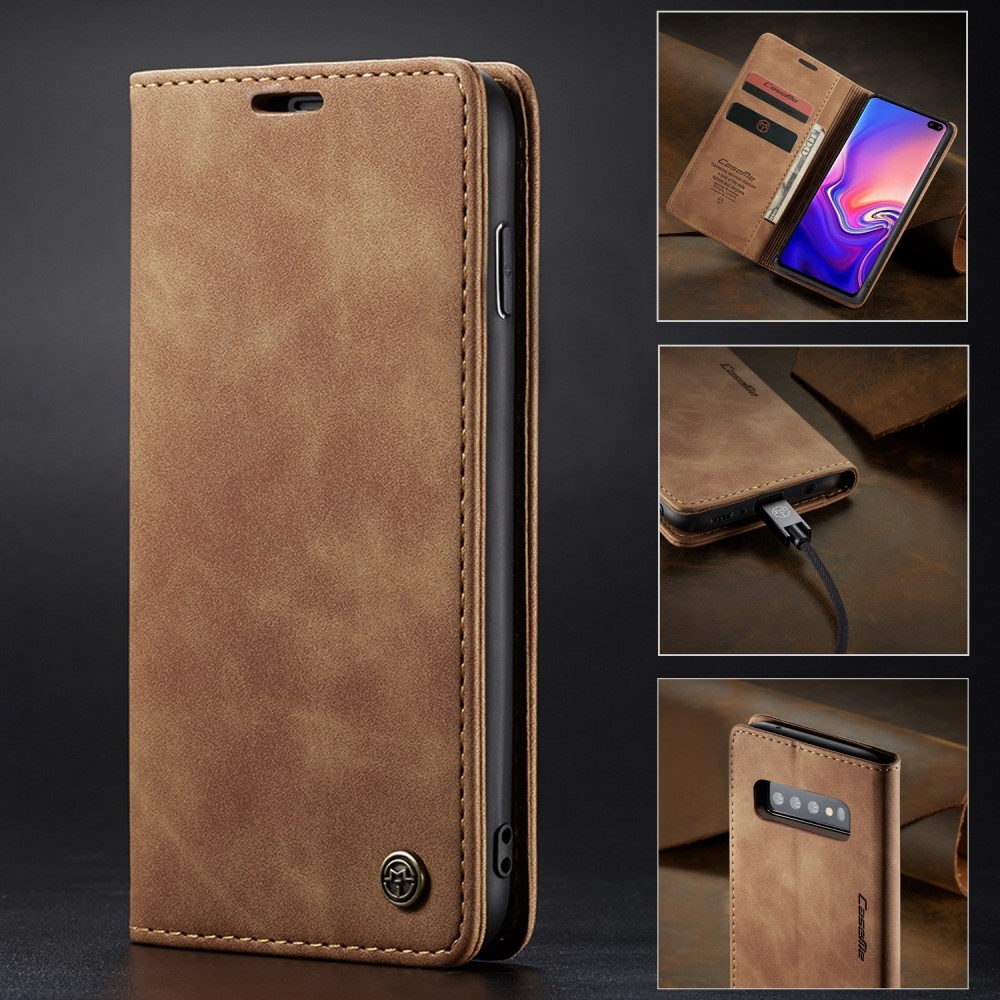Samsung Galaxy S10 - CASEME læder cover / pung - Brun