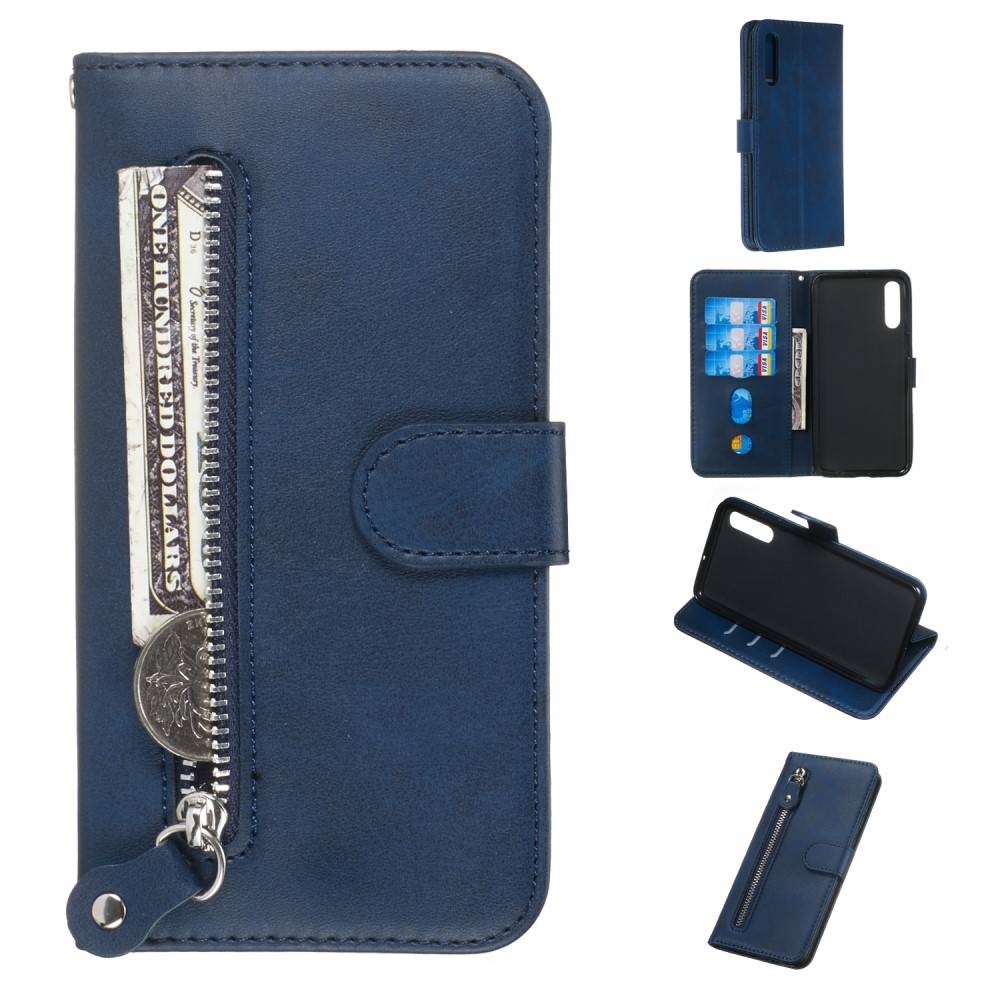 Samsung Galaxy A50/A50s/A30s - Læder cover / pung med udvendig lomme - Blå
