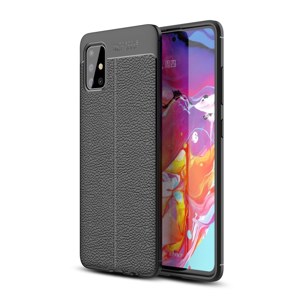 Samsung Galaxy A51 - Gummi cover i Læder Design - Sort