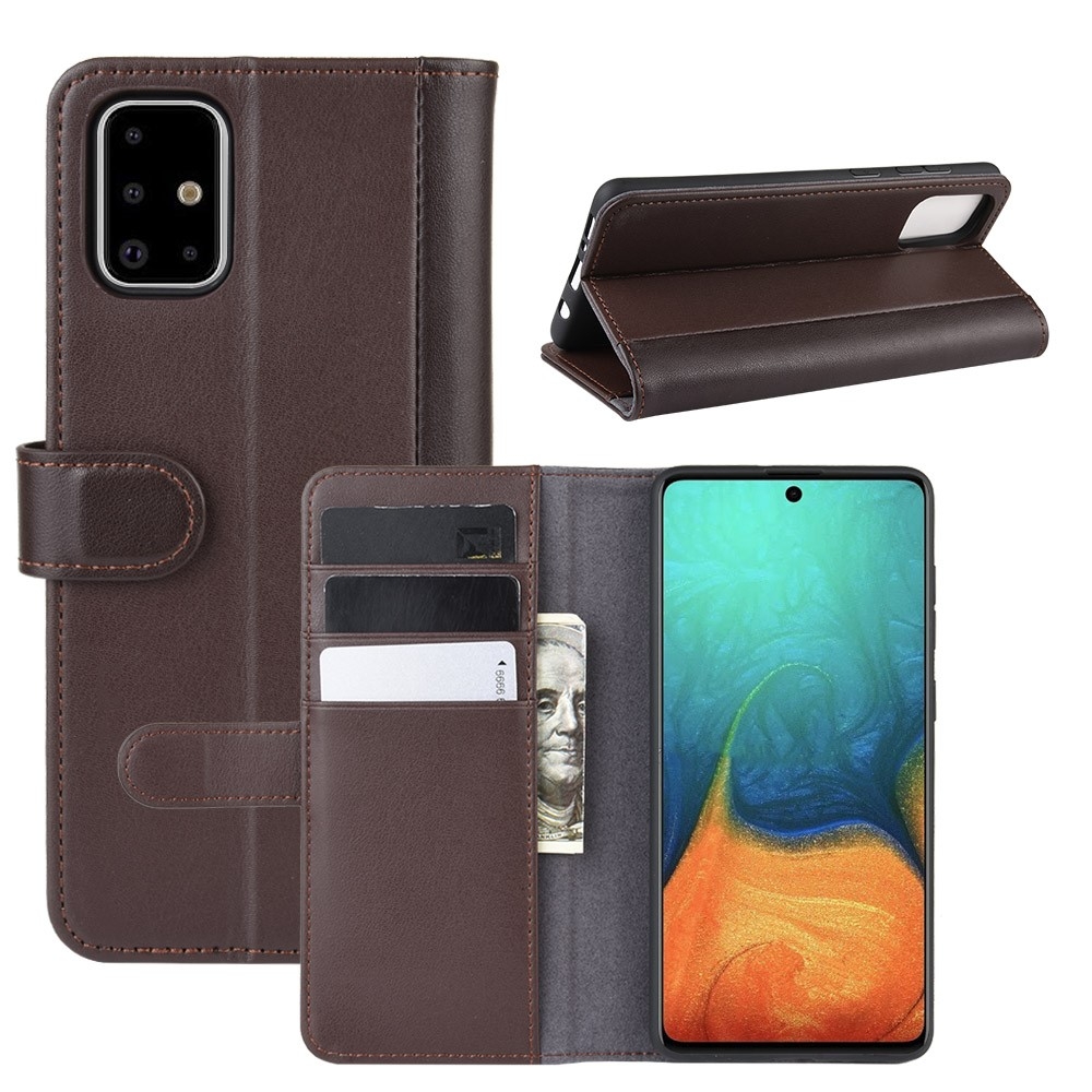 Samsung Galaxy A71 - Ægte læder cover / pung - Kaffe