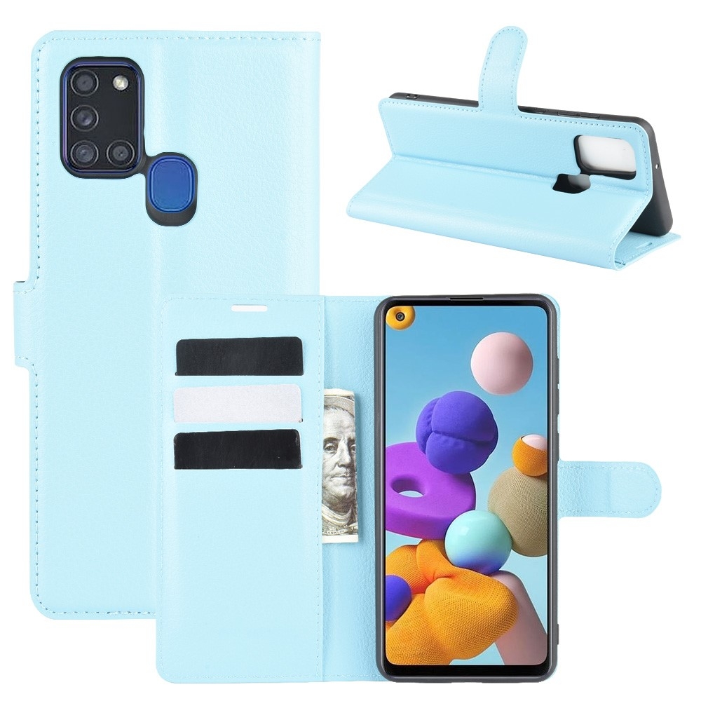Samsung Galaxy A21s - Læder cover / pung - Sort