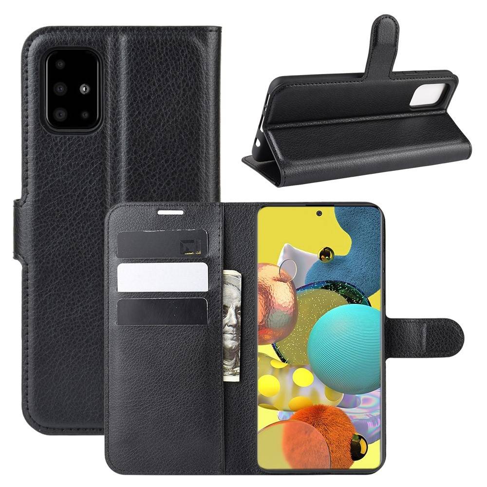 Samsung Galaxy A51 5G - Læder cover / pung - Sort