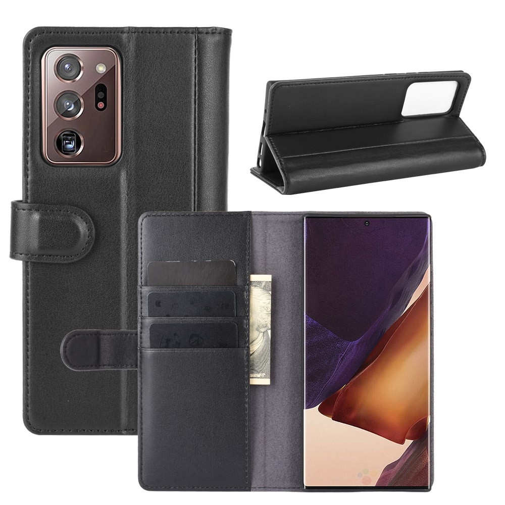 Samsung Galaxy Note 20 Ultra / Ultra 5G - Ægte læder cover / pung - Sort