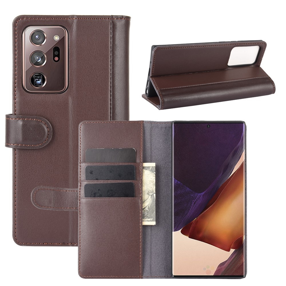 Samsung Galaxy Note 20 Ultra / Ultra 5G - Ægte læder cover / pung - Brun