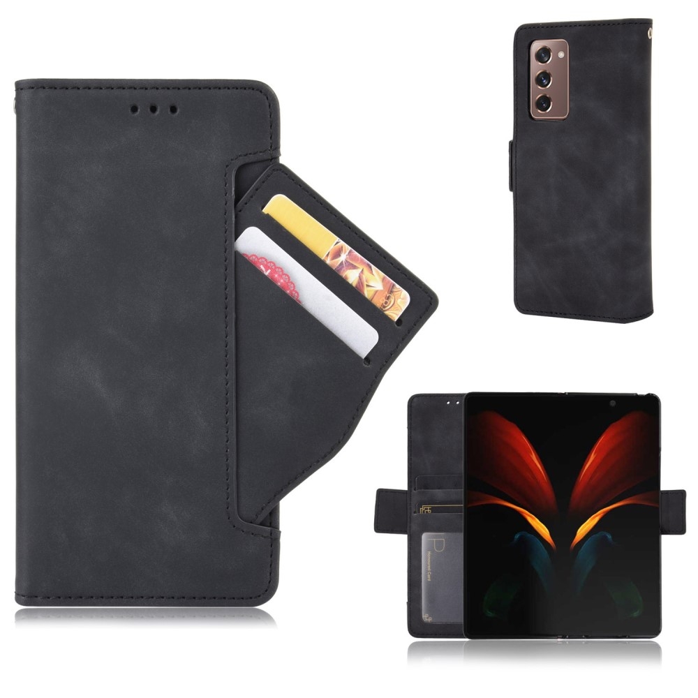 Samsung Galaxy Z Fold 2 - Læder cover / pung med aftagelig udvendig kortholder - Sort