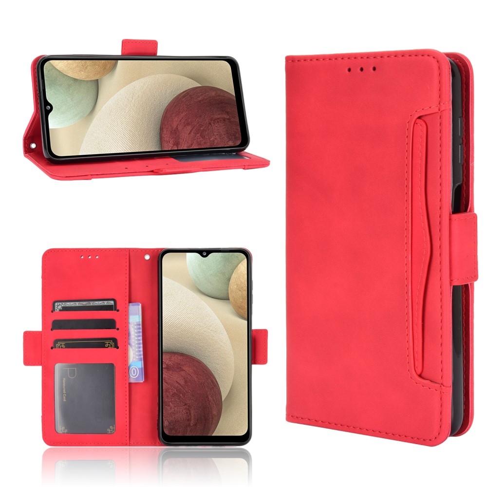 Samsung Galaxy A12 - Læder cover / pung - udvendig aftagelig kortholder - Rød