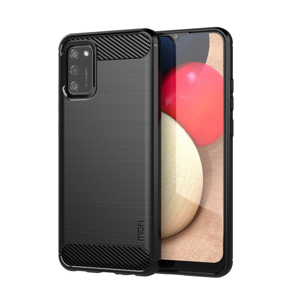 Samsung Galaxy A02s - MOFI gummi cover - Børstet design - Sort