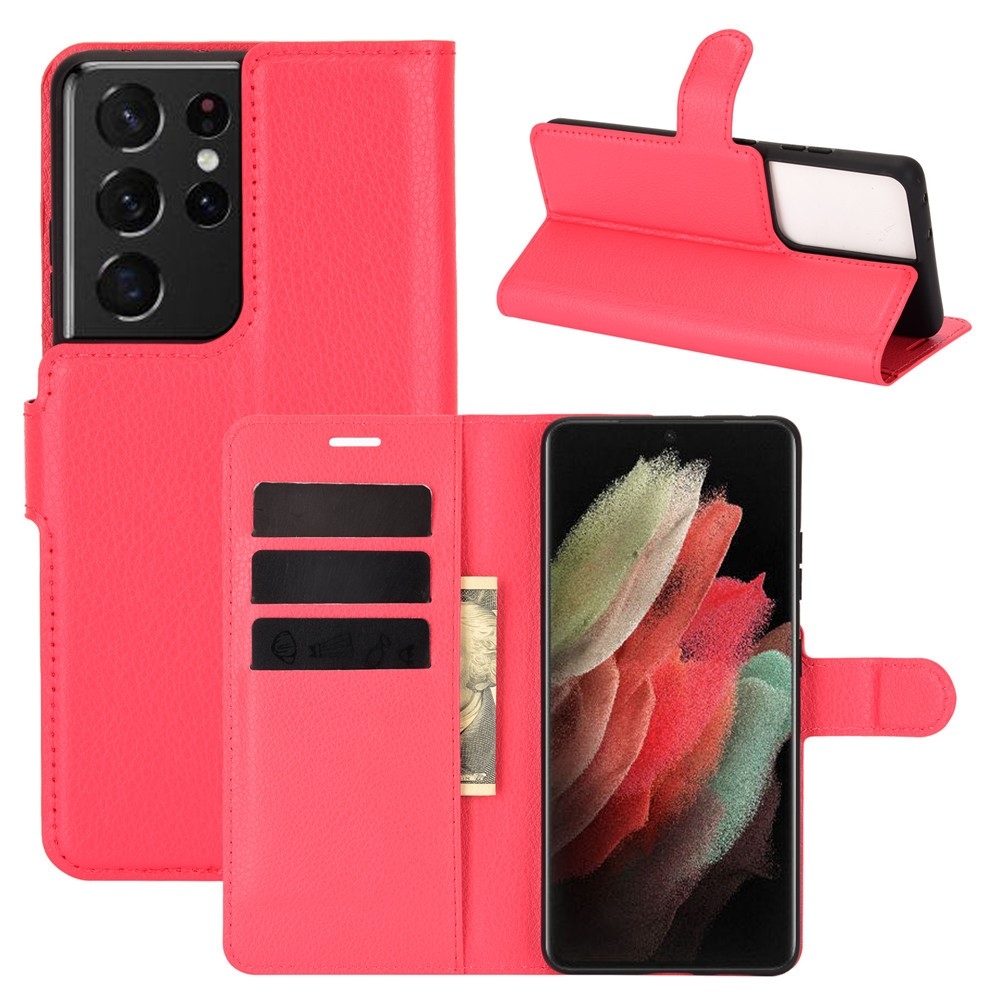 Samsung Galaxy S21 Ultra 5G - Læder cover / pung - Rød
