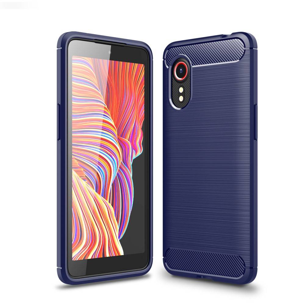 Samsung Galaxy Xcover 5 - Gummi cover - Børstet Design - Blå