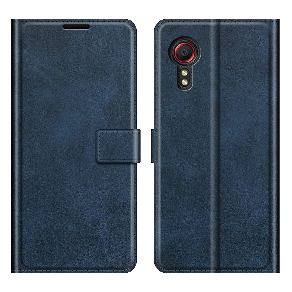 Samsung Galaxy Xcover 5 - Classic læder cover / pung - Blå