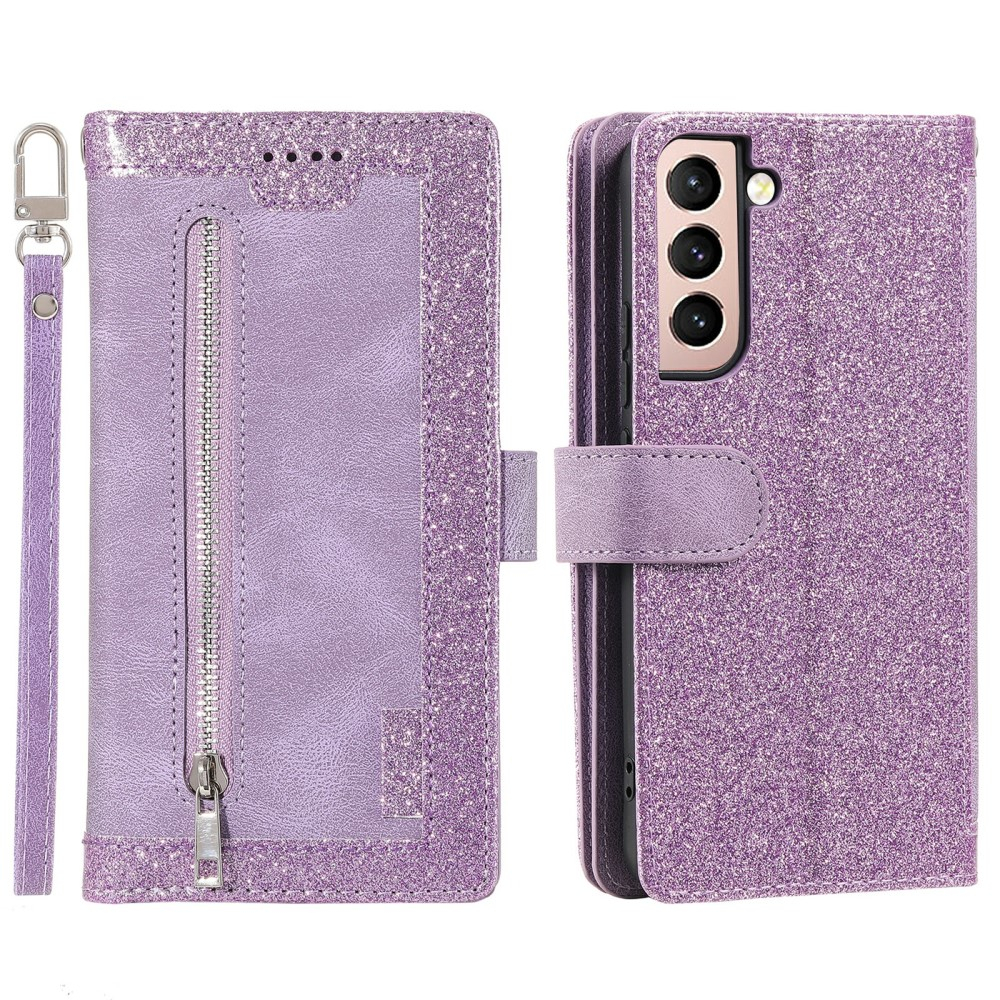 Samsung Galaxy S22 Plus 5G - Læder cover / Pung - Lomme med lynlås - Lilla
