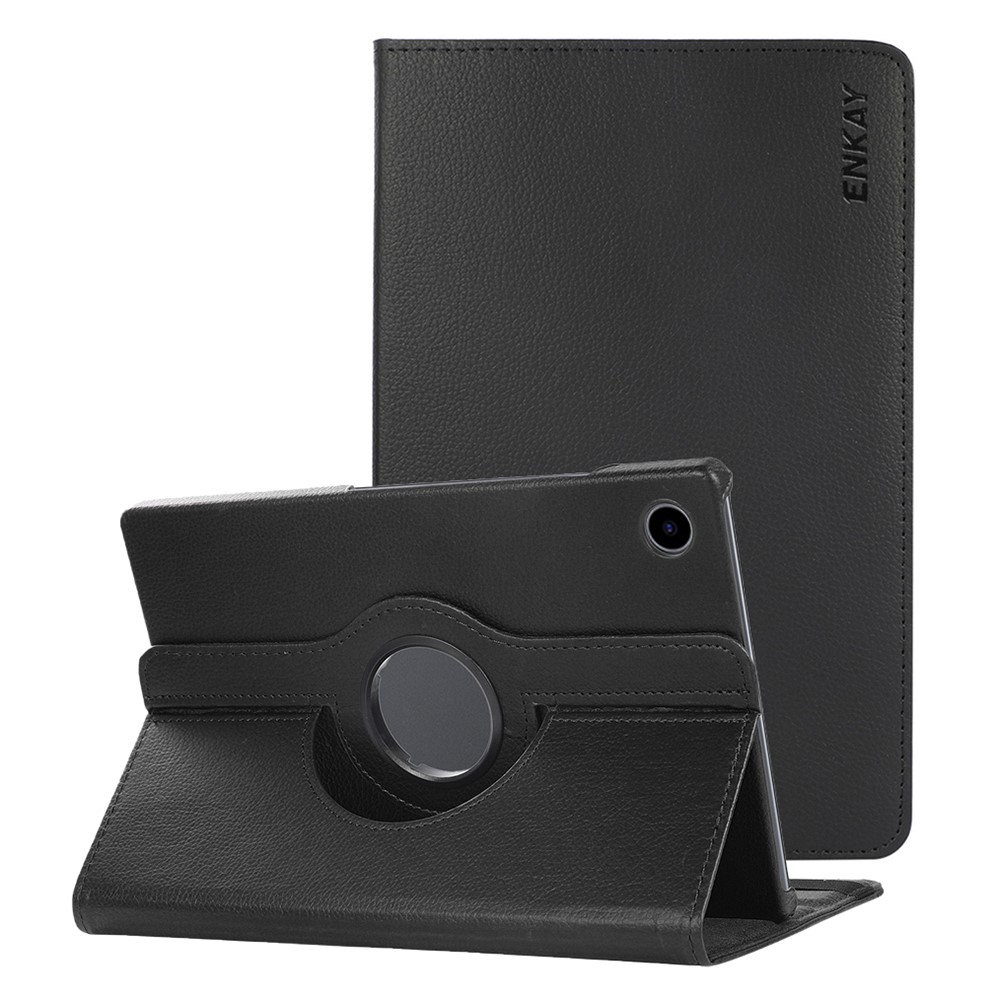 Samsung Galaxy Tab A8 10.5 (2021) - ENKAY læder cover 360 grader roterbar - Sort