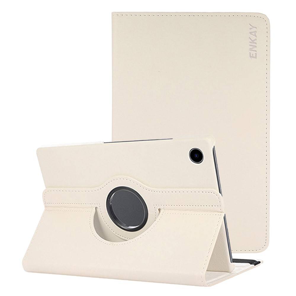 Samsung Galaxy Tab A8 10.5 (2021) - ENKAY læder cover 360 grader roterbar - Beige