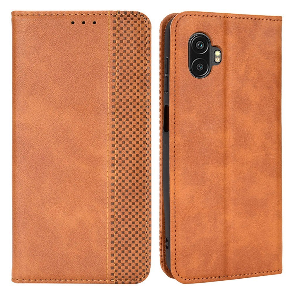 Samsung Galaxy Xcover6 Pro 5G - Retro læder cover / pung - Brun