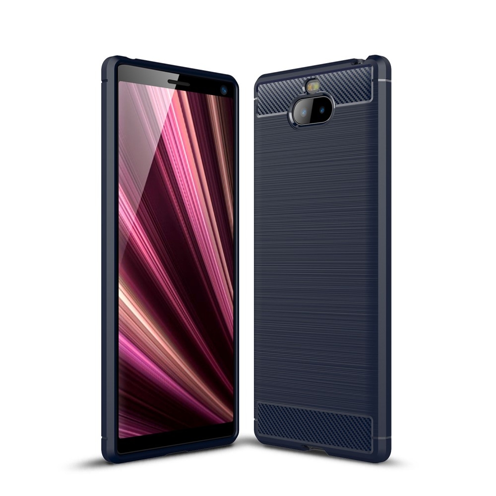 Sony Xperia 10 - Gummi cover i Børstet Design - Mørkeblå