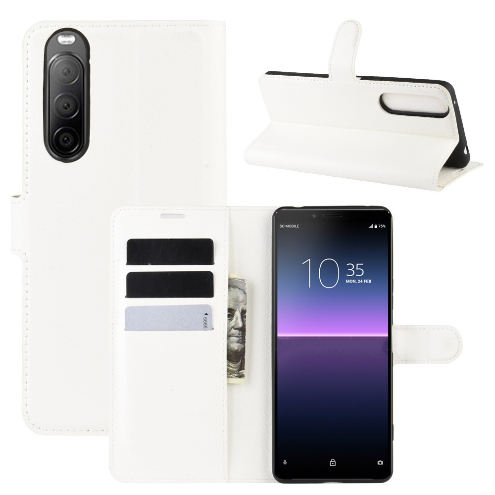 Sony Xperia 10 II - Læder cover / pung - Hvid