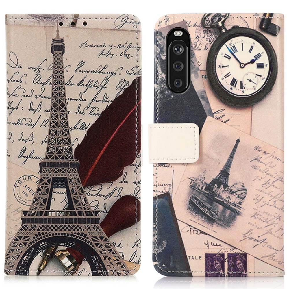Sony Xperia 10 III - Læder cover / pung - Printet design - Eiffeltårnet