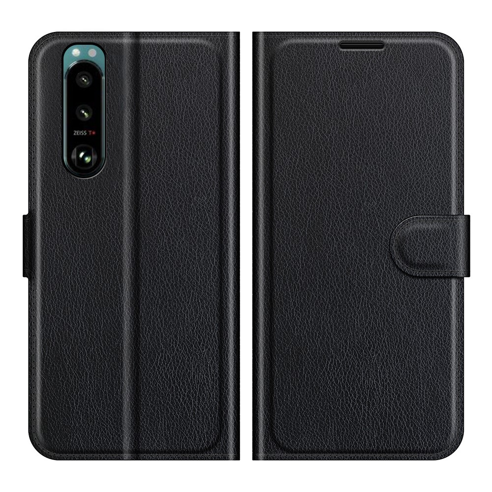 Sony Xperia 5 III 5G - Læder cover / pung - Sort