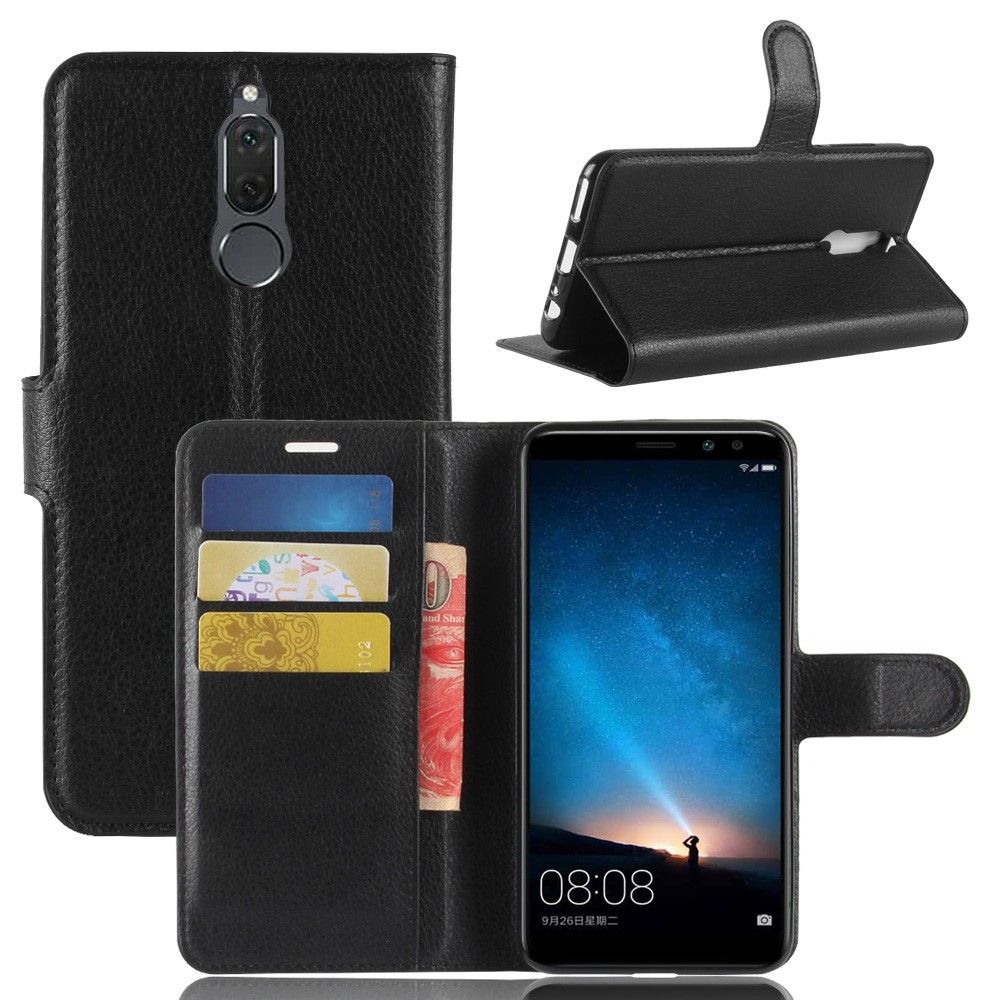 Huawei Mate 10 Lite - læder cover / pung - Sort
