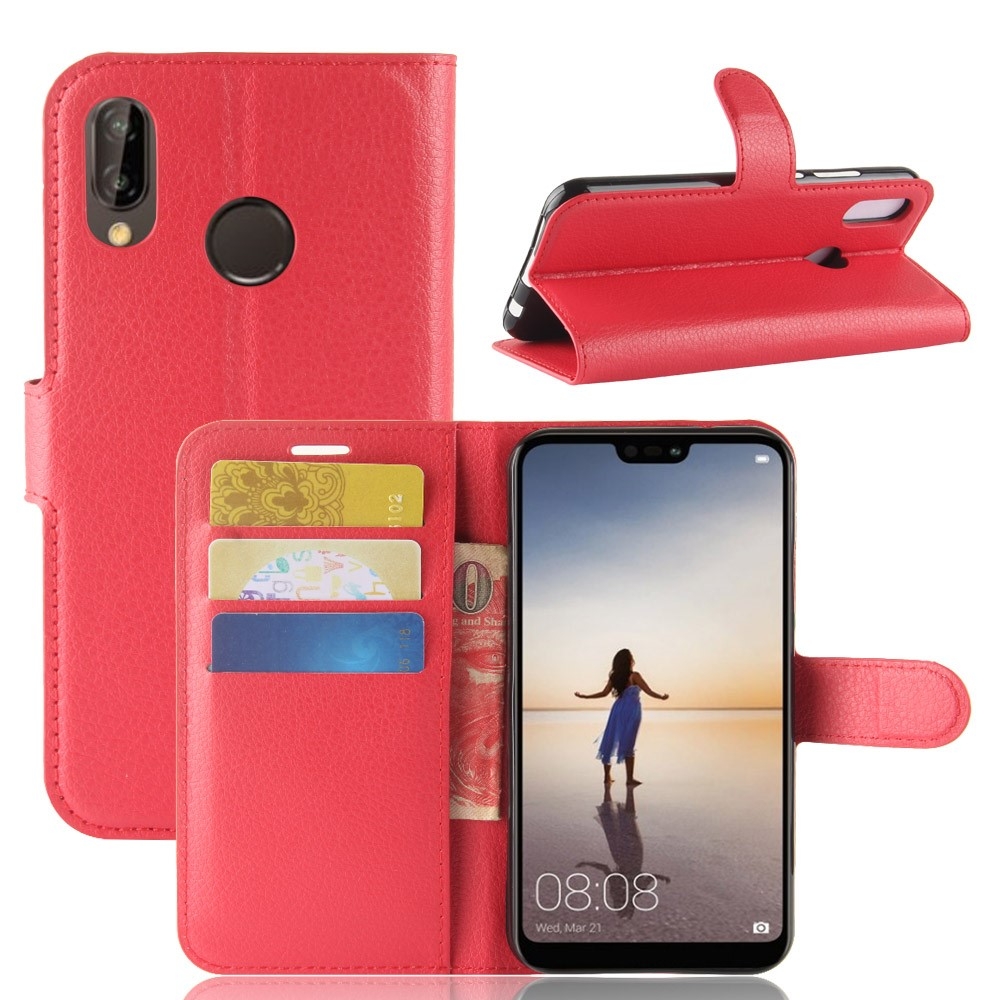 Huawei P20 Lite - Læder cover / pung - Brun