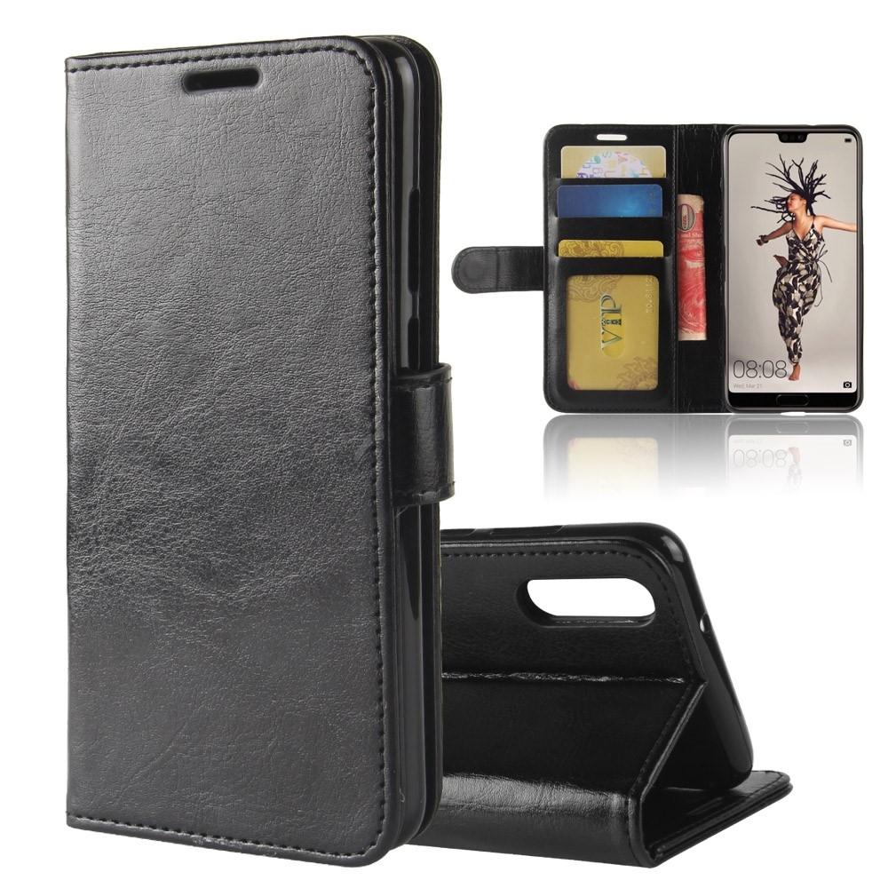 Huawei P20 - Læder pung / cover - Sort