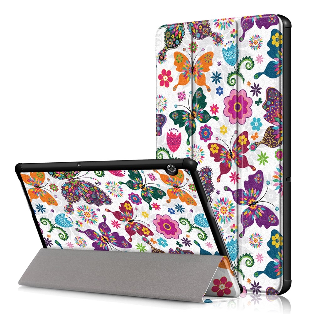 Huawei MediaPad T5 10 - Møntret cover/taske - Blomster og sommerfugl