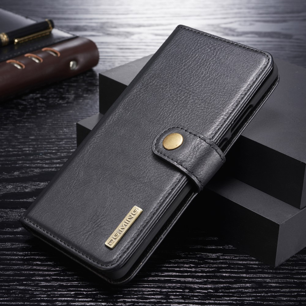 Huawei P30 Pro - DG MING 2-i-1 Ægte læder cover / pung - Aftagelig - Sort