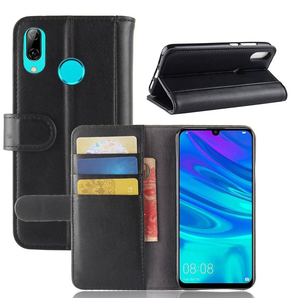 Huawei P30 Lite - Ægte læder cover / pung - Sort
