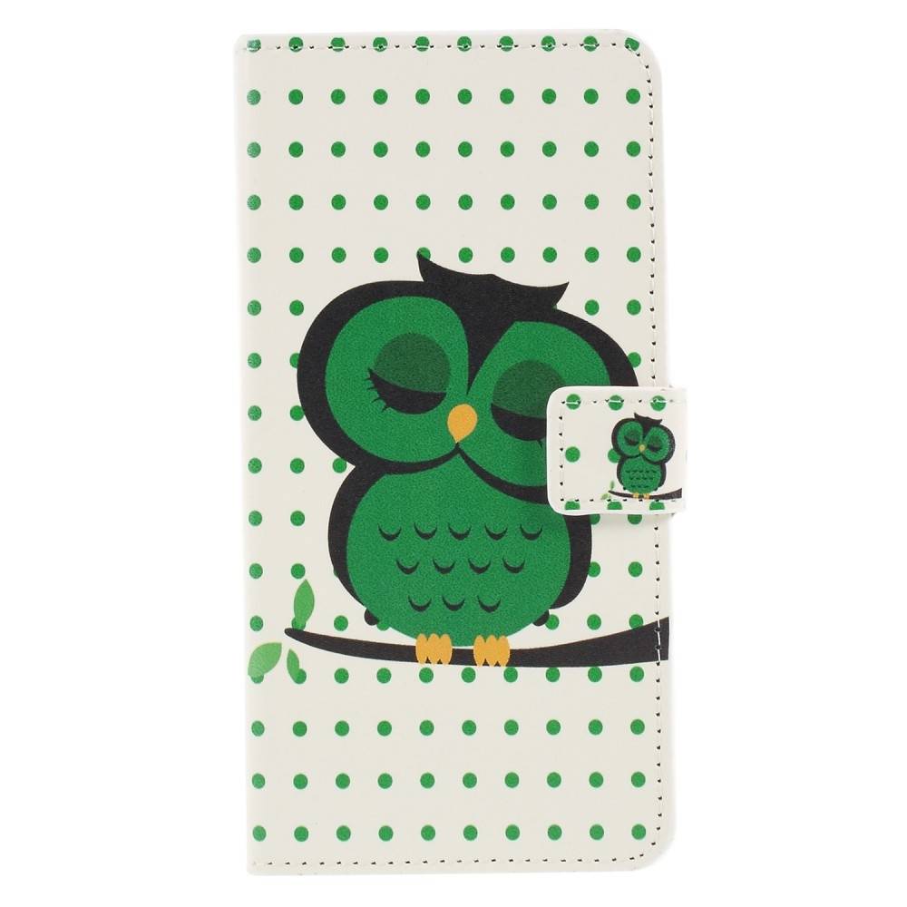 Huawei P30 Lite - Mønstret cover / pung - Søvnig ugle billede