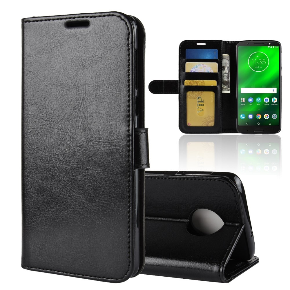 Motorola Moto G6 Plus - Læder cover/pung - Sort
